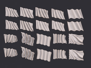 Wavy Flags Set 3D Принт Модель