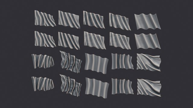 Wavy Flags Set 3D Принт Модель .c4d .max .obj .3ds .fbx .stl .blend 