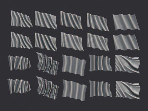 Dalgalı Bayraklar Seti 3D Baskı Modeli