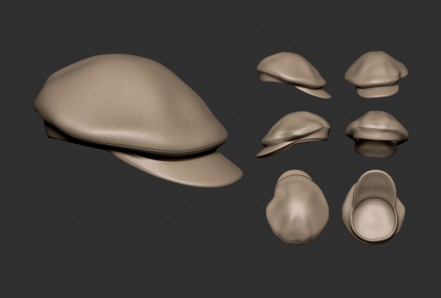 Oversized newsboy cap 3Dプリントモデル .c4d .max .obj .3ds .fbx .stl .blend 