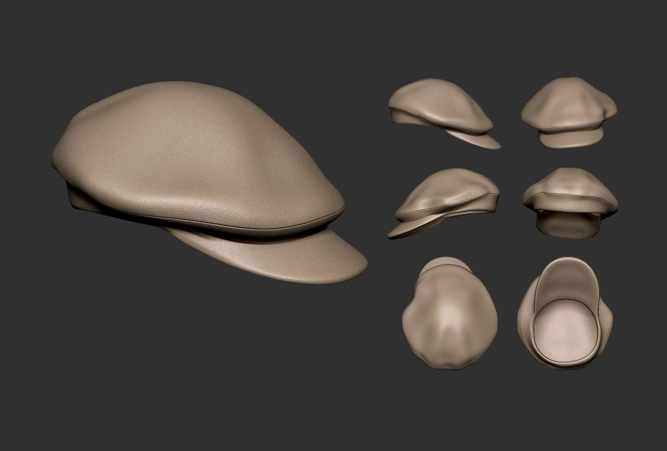Oversized newsboy cap 3D Print Model .c4d .max .obj .3ds .fbx .stl .blend 