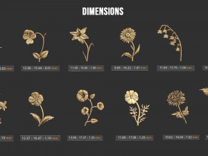 Birth Month Flowers Set Bas Relief 3D-Druckmodell