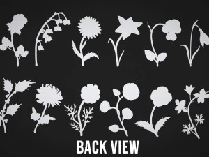 Birth Month Flowers Set Bas Relief 3D Print Model