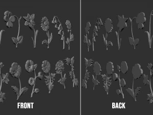 Birth Month Flowers Set Bas Relief 3D Print Model