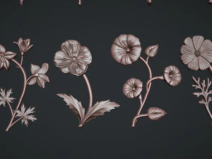 Birth Month Flowers Set Bas Relief 3D Print Model