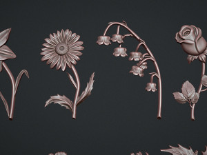 Birth Month Flowers Set Bas Relief 3D-Druckmodell