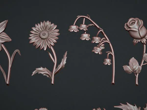 Birth Month Flowers Set Bas Relief 3D Print Model