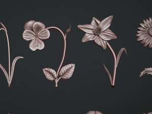 Birth Month Flowers Set Bas Relief 3D-Druckmodell