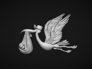 Stork delivering baby 3D Print Model