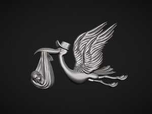 Stork delivering baby Model Cetak 3D