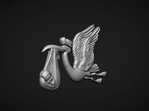 Stork delivering baby 3D Print Model