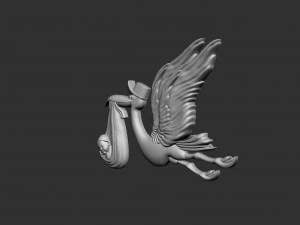 Stork delivering baby 3D Print Model