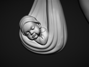 Stork delivering baby Model Cetak 3D