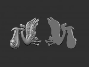 Stork delivering baby 3D Print Model
