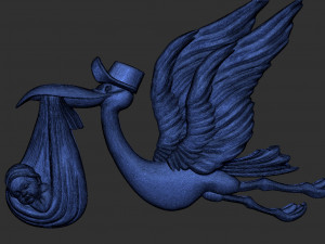 Stork delivering baby Model Cetak 3D