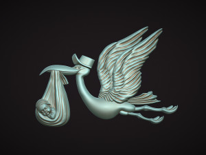 Stork delivering baby Model Cetak 3D