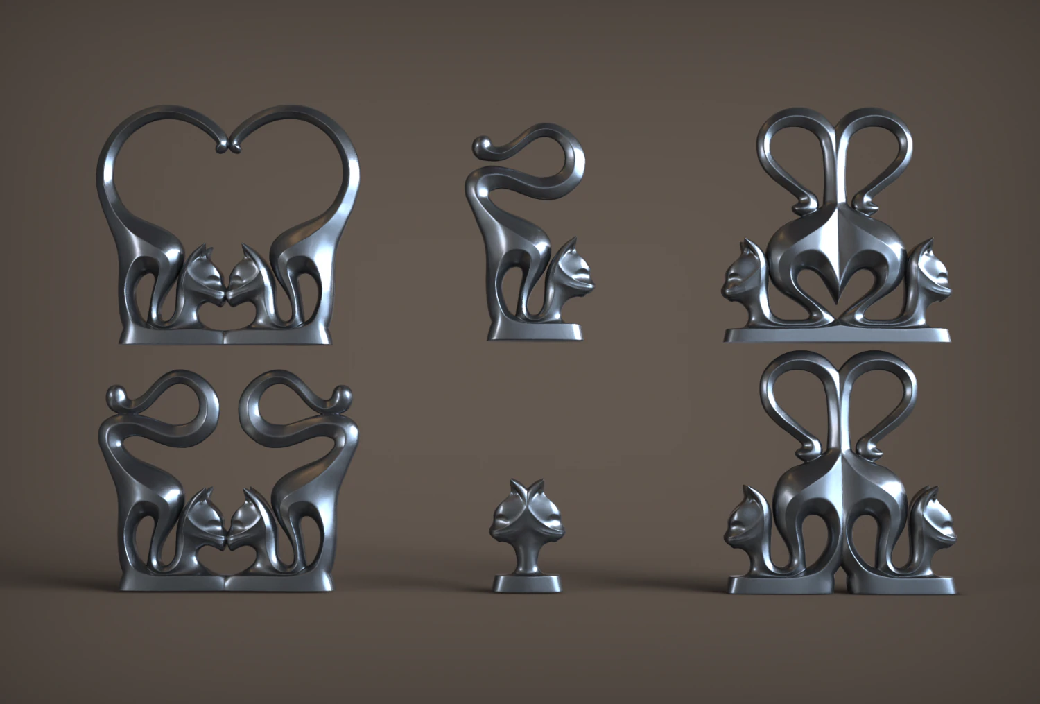 Conjunto de estatuetas de gato Modelo de Impressão 3D .c4d .max .obj .3ds .fbx .stl .blend 