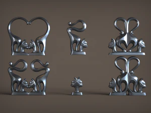 Katzenfiguren-Set 3D Druckmodell