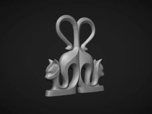 Conjunto de estatuetas de gato Modelo de Impressão 3D