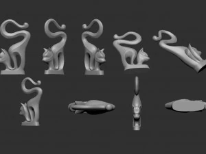 Conjunto de estatuetas de gato Modelo de Impressão 3D