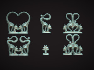 Cat Figurine Set 3D Принт Модель