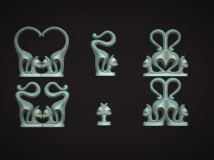 Conjunto de estatuetas de gato Modelo de Impressão 3D