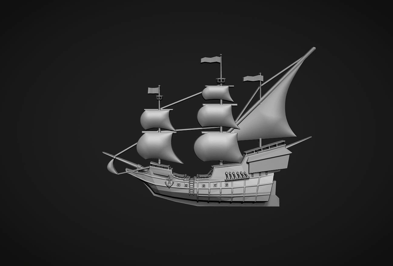 Sailing ship bas relief 3D Print Model .c4d .max .obj .3ds .fbx .stl .blend 
