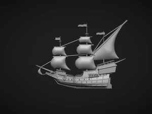 帆船の浅浮き彫り 3Dプリントモデル