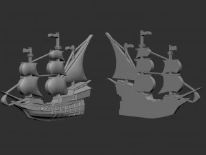 Sailing ship bas relief 3D Print Model