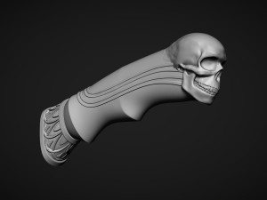 Skull Knife Handle Modelo de Impressão 3D