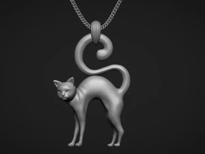 Cat Pendant 3D Print Model