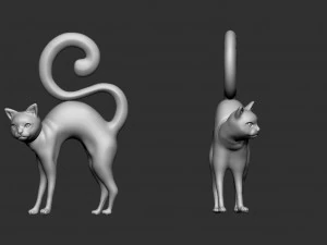 Cat Pendant 3D Print Model