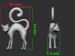 Cat Pendant 3D Print Model
