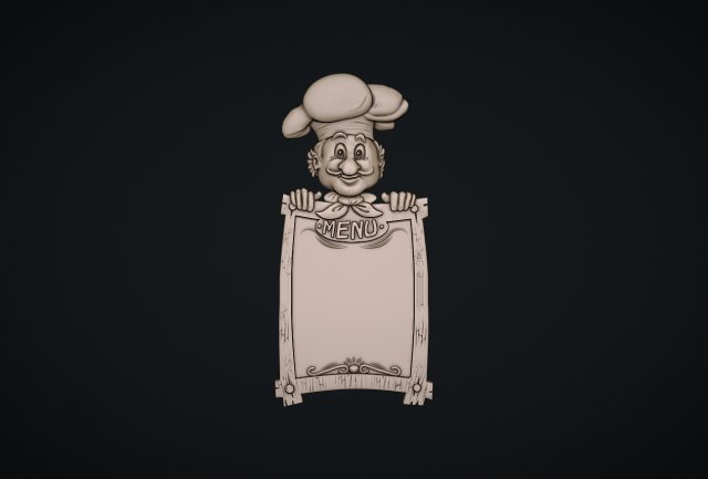 Chef Menuboard Model Cetak 3D .c4d .max .obj .3ds .fbx .stl .blend 