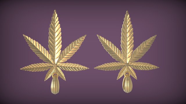 Hemp Cannabis Leaf Pendant Modello di stampa 3D .c4d .max .obj .3ds .fbx .stl .blend 