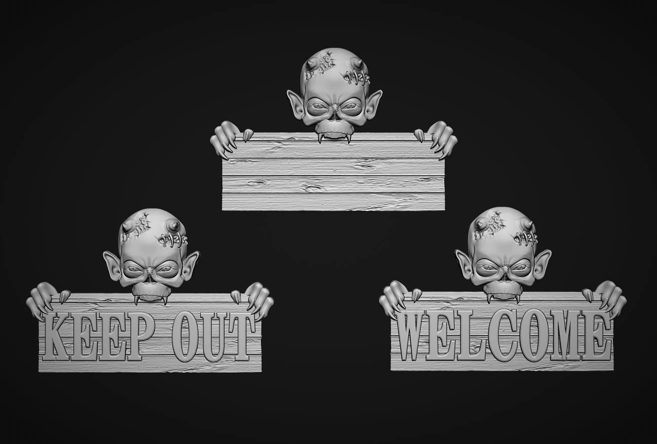 Creature Signboard 3D Print Model .c4d .max .obj .3ds .fbx .stl .blend 