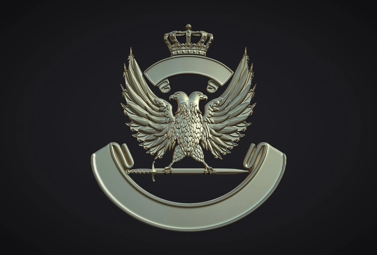 Coat of arms with eagle 3D Print Model .c4d .max .obj .3ds .fbx .stl .blend 
