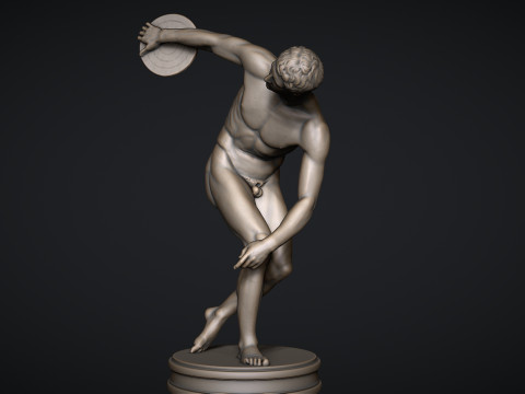 The Discobolus of Myron Statue Modèles 3D en vedette