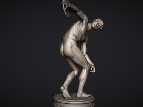 The Discobolus of Myron Statue Modèles 3D en vedette
