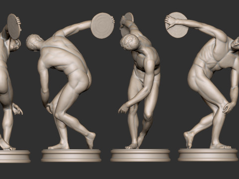 The Discobolus of Myron Statue Modèles 3D en vedette