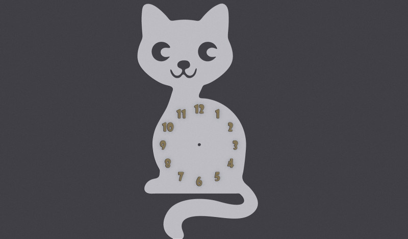 Cute cat wall clock 3D 모델 .c4d .max .obj .3ds .fbx .stl .blend 