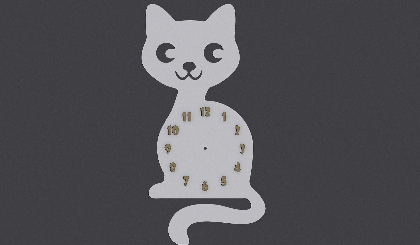 Cute cat wall clock 3D Model .c4d .max .obj .3ds .fbx .stl .blend 