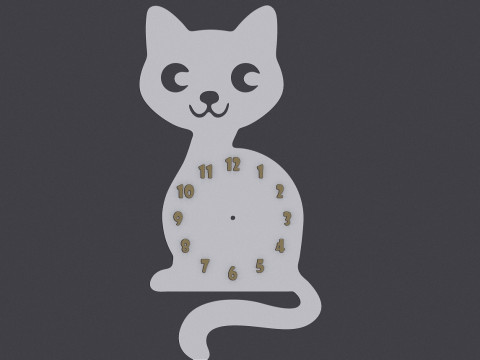 Cute cat wall clock Modelo 3D