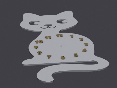 Cute cat wall clock 3D 모델