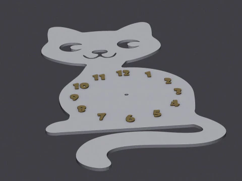 Cute cat wall clock 3D Model