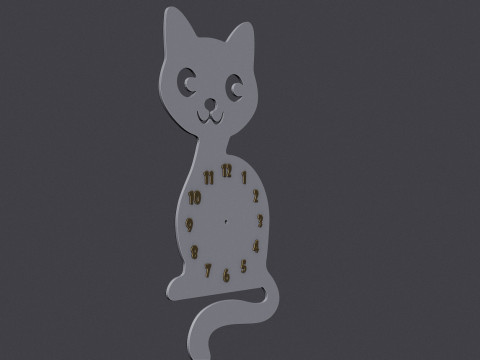 Cute cat wall clock 3D 모델