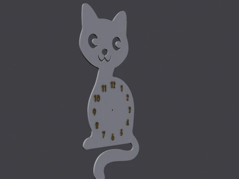 Cute cat wall clock 3D Model