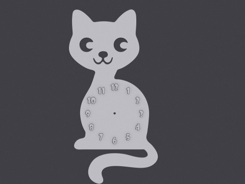 Cute cat wall clock 3D 모델