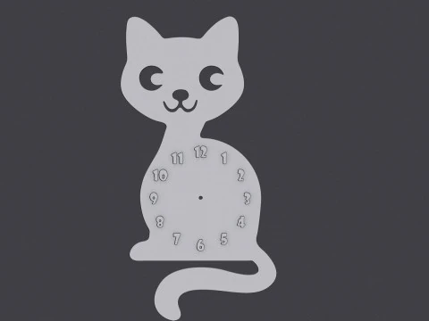 Cute cat wall clock 3D Model