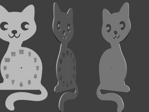 Cute cat wall clock 3D 모델